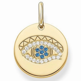 Thomas Sabo Love Bridge Yellow Gold Spinel Eye Of Horus Disc Pendant D