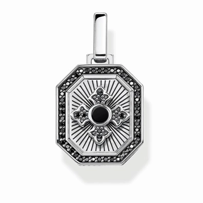 Thomas Sabo Rebel at Heart Sterling Silver Black Onyx Cross Pendant