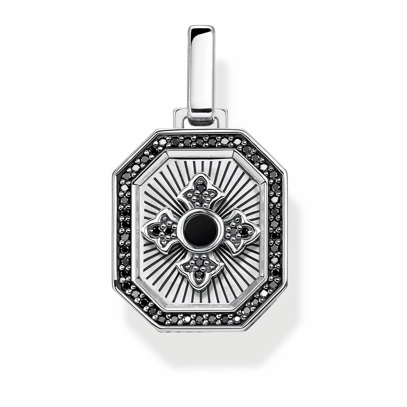Thomas Sabo Rebel at Heart Sterling Silver Black Onyx Cross Pendant