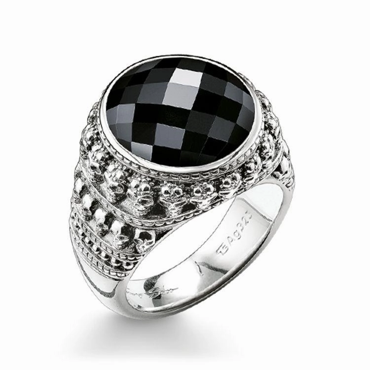 Thomas Sabo Rebel At Heart Sterling Silver Black Onyx Skull Ring