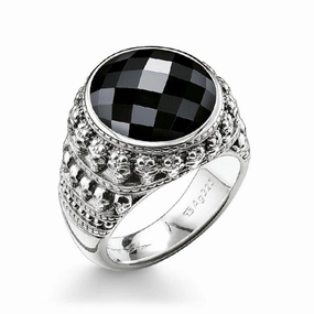 Thomas Sabo Rebel At Heart Sterling Silver Black Onyx Skull Ring