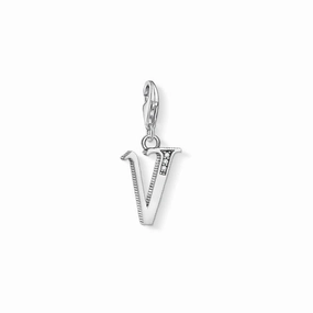 Thomas Sabo Silver Zirconia Vintage V Letter Pendant Charm