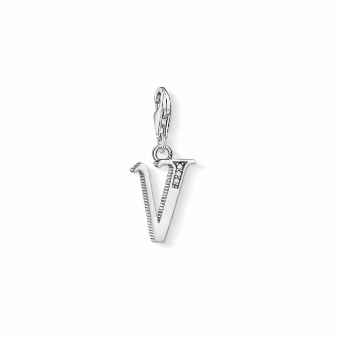 Thomas Sabo Silver Zirconia Vintage V Letter Pendant Charm
