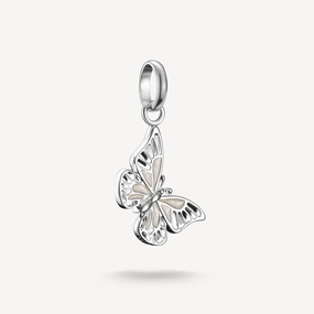 Thomas Sabo Sterling Silver and White Enamel Butterfly Connect Charm