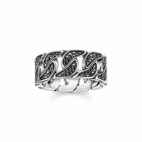 Thomas Sabo Sterling Silver Black Stones Ring