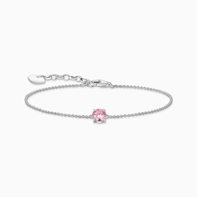 Thomas Sabo Sterling Silver Circle Pink Zirconia Bracelet