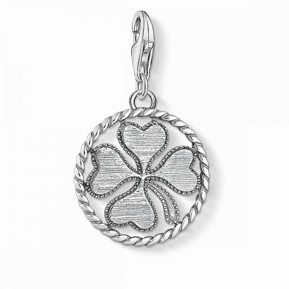 Thomas Sabo Sterling Silver Cloverleaf Coin Pendant Charm