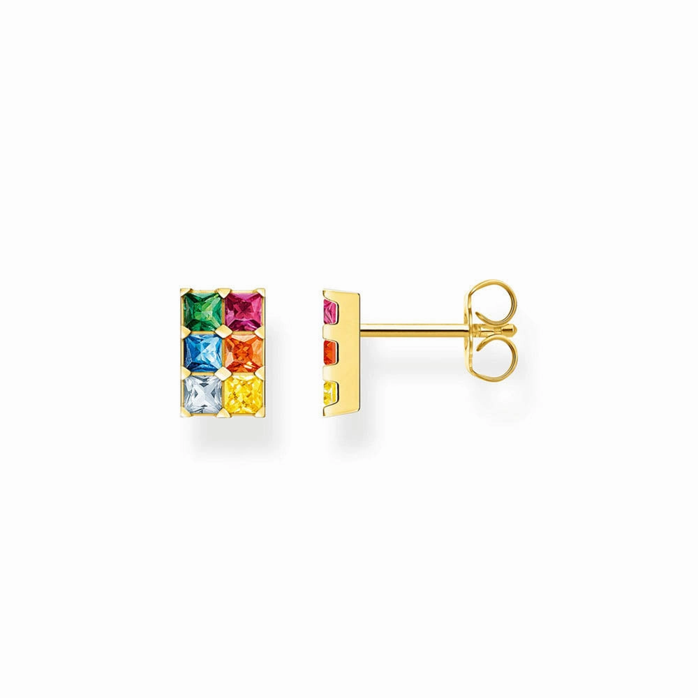 Thomas Sabo Sterling Silver Gold Plated Rainbow Heritage CZ Stud Earrings