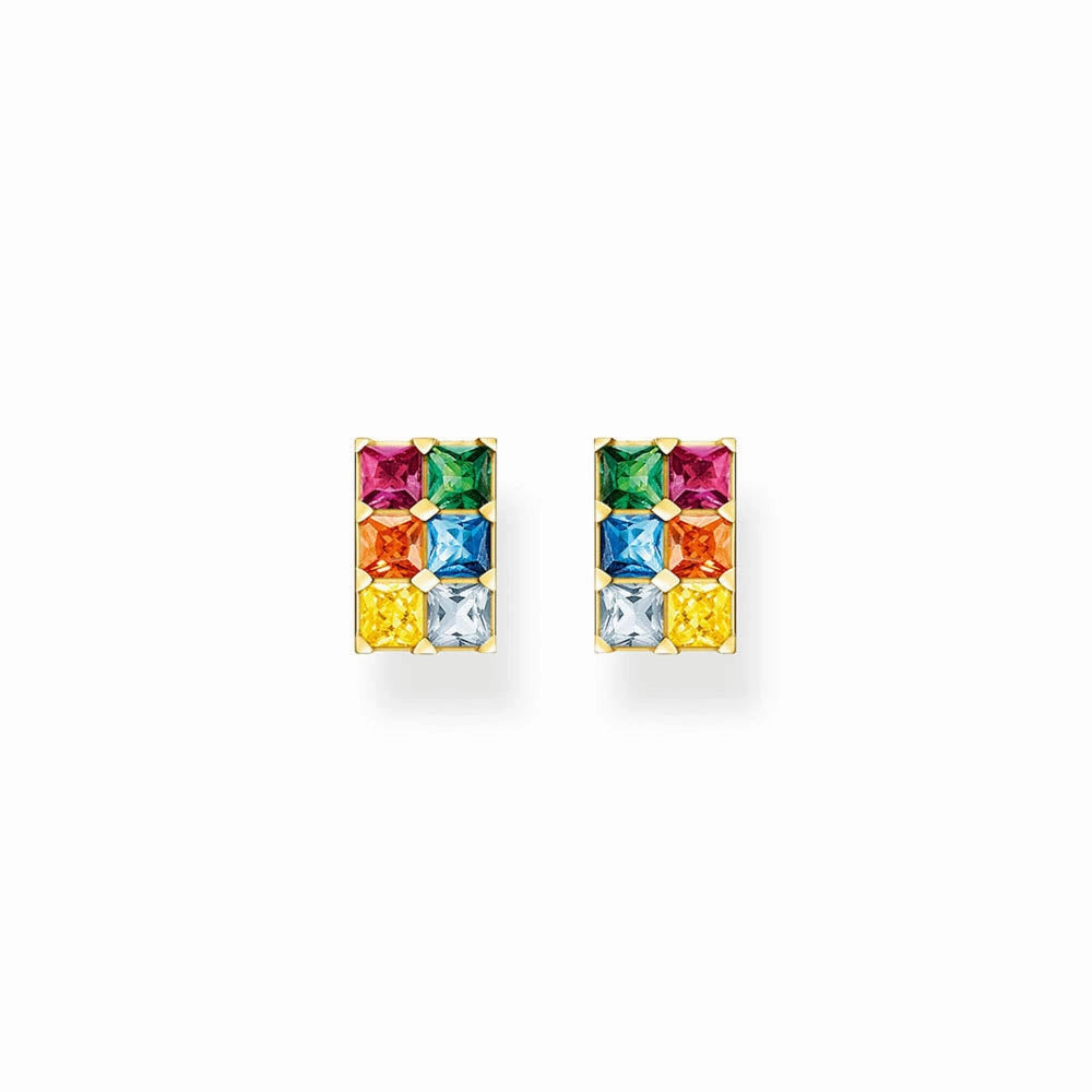 Thomas Sabo Sterling Silver Gold Plated Rainbow Heritage CZ Stud Earrings