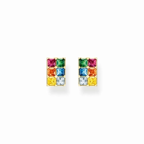 Thomas Sabo Sterling Silver Gold Plated Rainbow Heritage CZ Stud Earrings