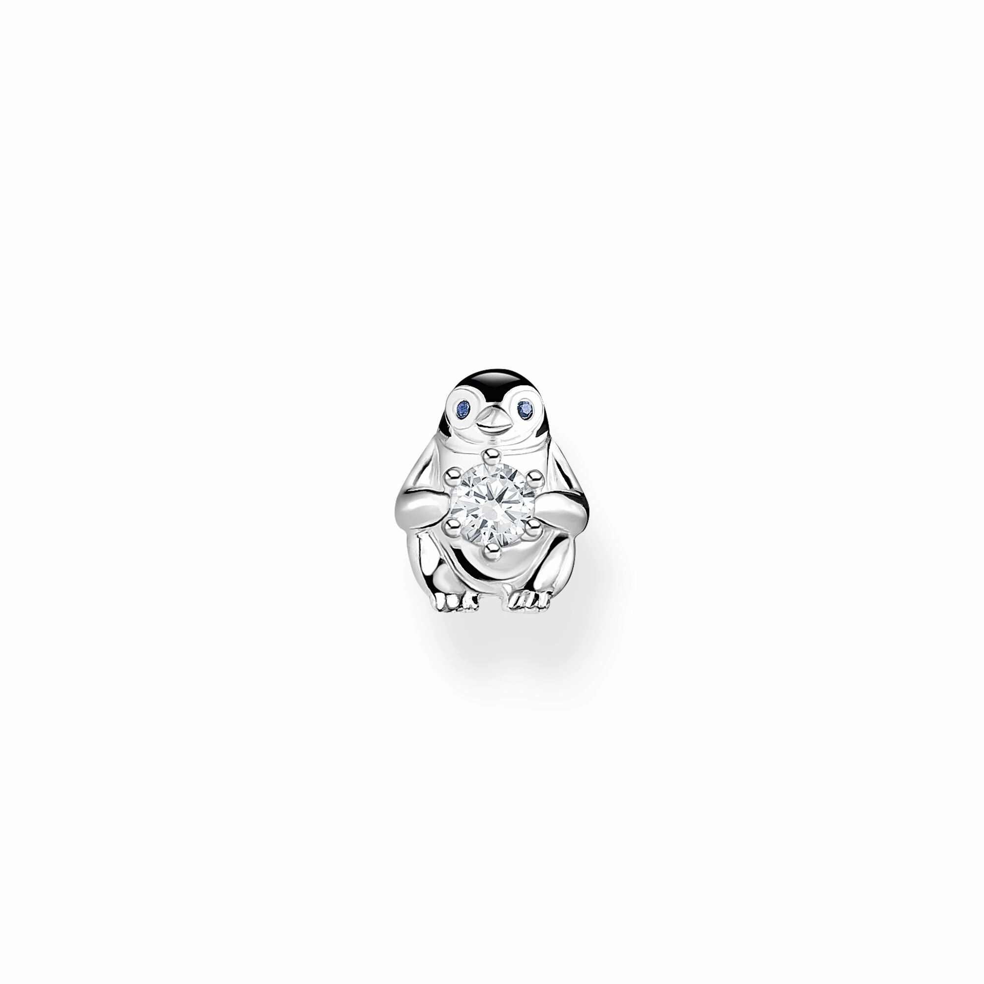 Thomas Sabo Sterling Silver Penguin White Stones Single Stud Earring