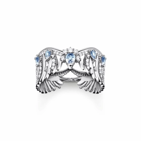 Thomas Sabo Sterling Silver Phoenix Wing Blue Stones Ring D