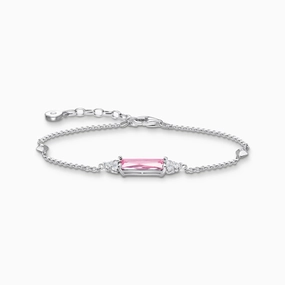 Thomas Sabo Sterling Silver Pink White Stones Bracelet