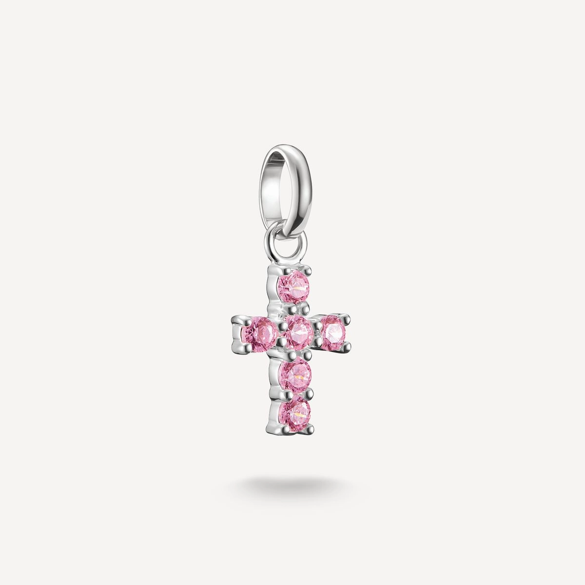 Thomas Sabo Sterling Silver Pink Zirconia Cross Connect Charm