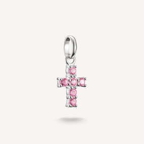 Thomas Sabo Sterling Silver Pink Zirconia Cross Connect Charm