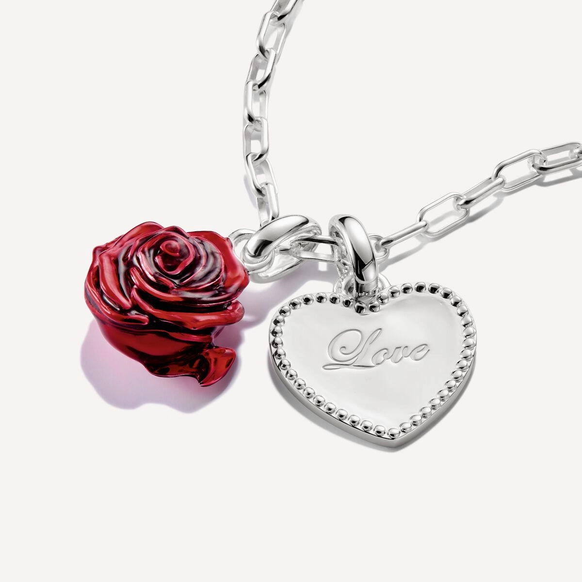 Thomas Sabo Sterling Silver Red Rose Blossom Connect Charm
