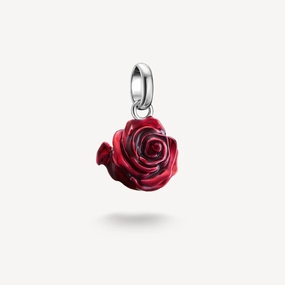 Thomas Sabo Sterling Silver Red Rose Blossom Connect Charm