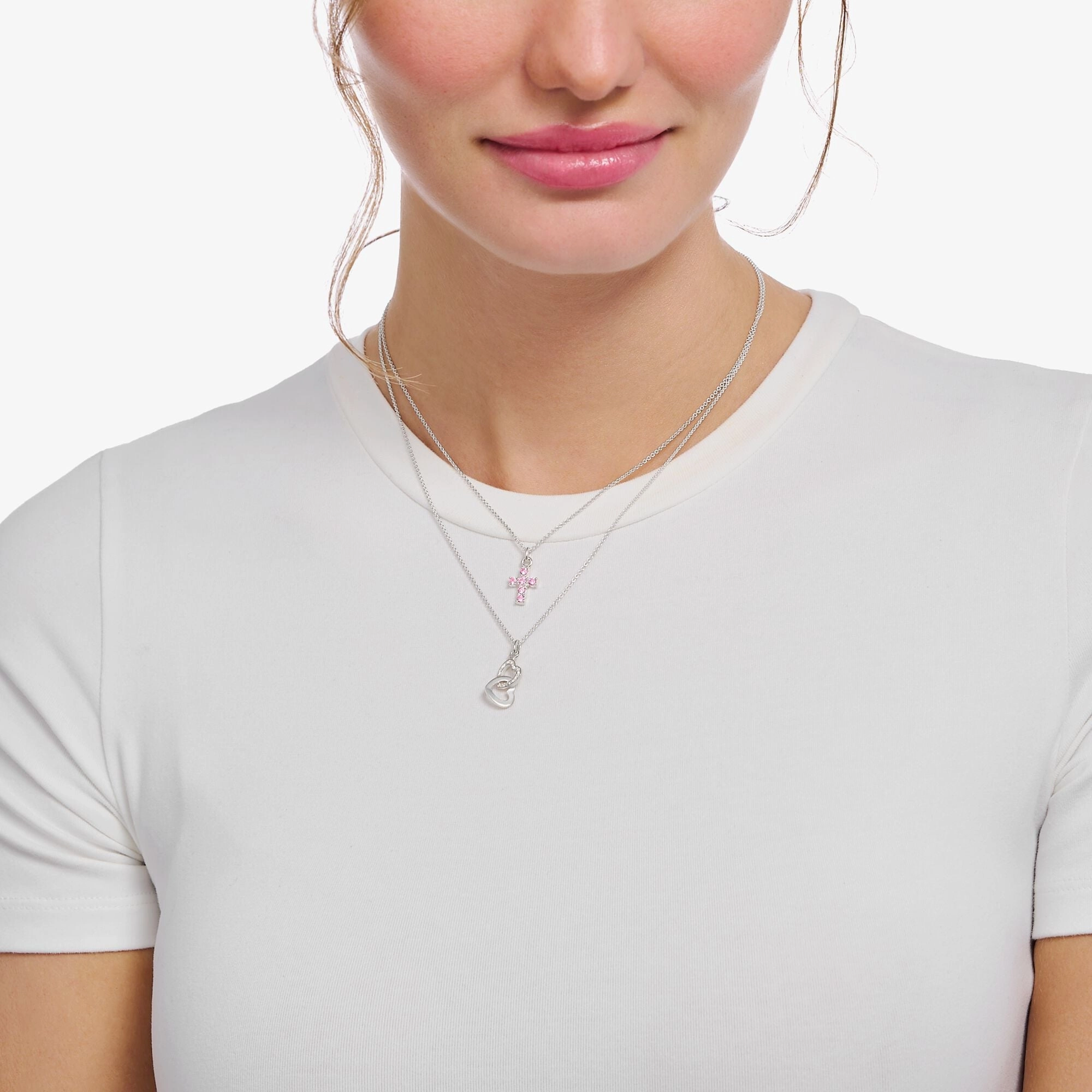 Thomas Sabo Sterling Silver Red Zirconia Heart Necklace