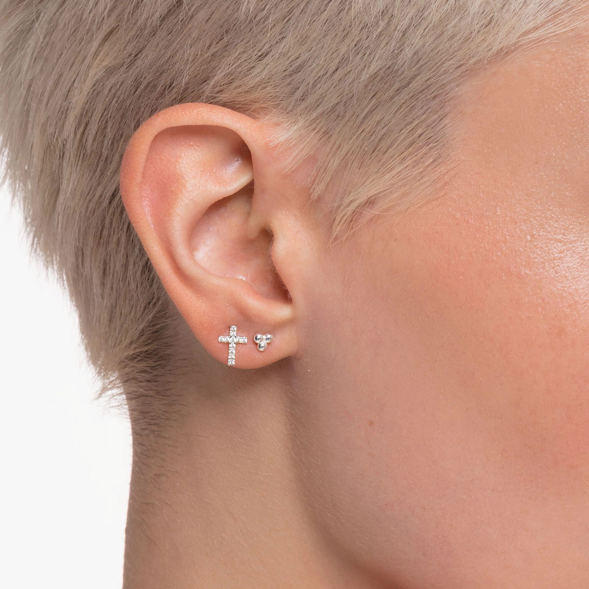 Thomas Sabo Sterling Silver Single Cross Stud Earrings