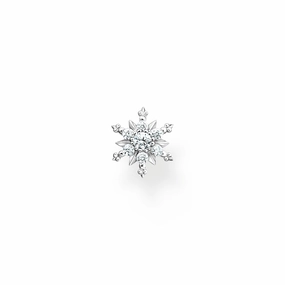 Thomas Sabo Sterling Silver Snowflake White Stones Single Stud Earring