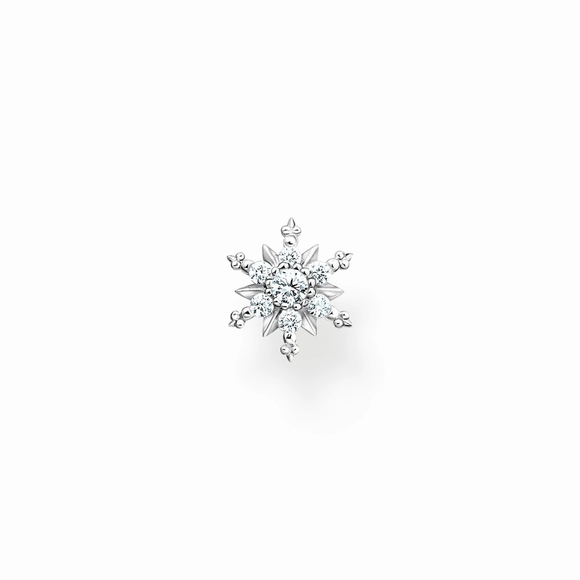 Thomas Sabo Sterling Silver Snowflake White Stones Single Stud Earring