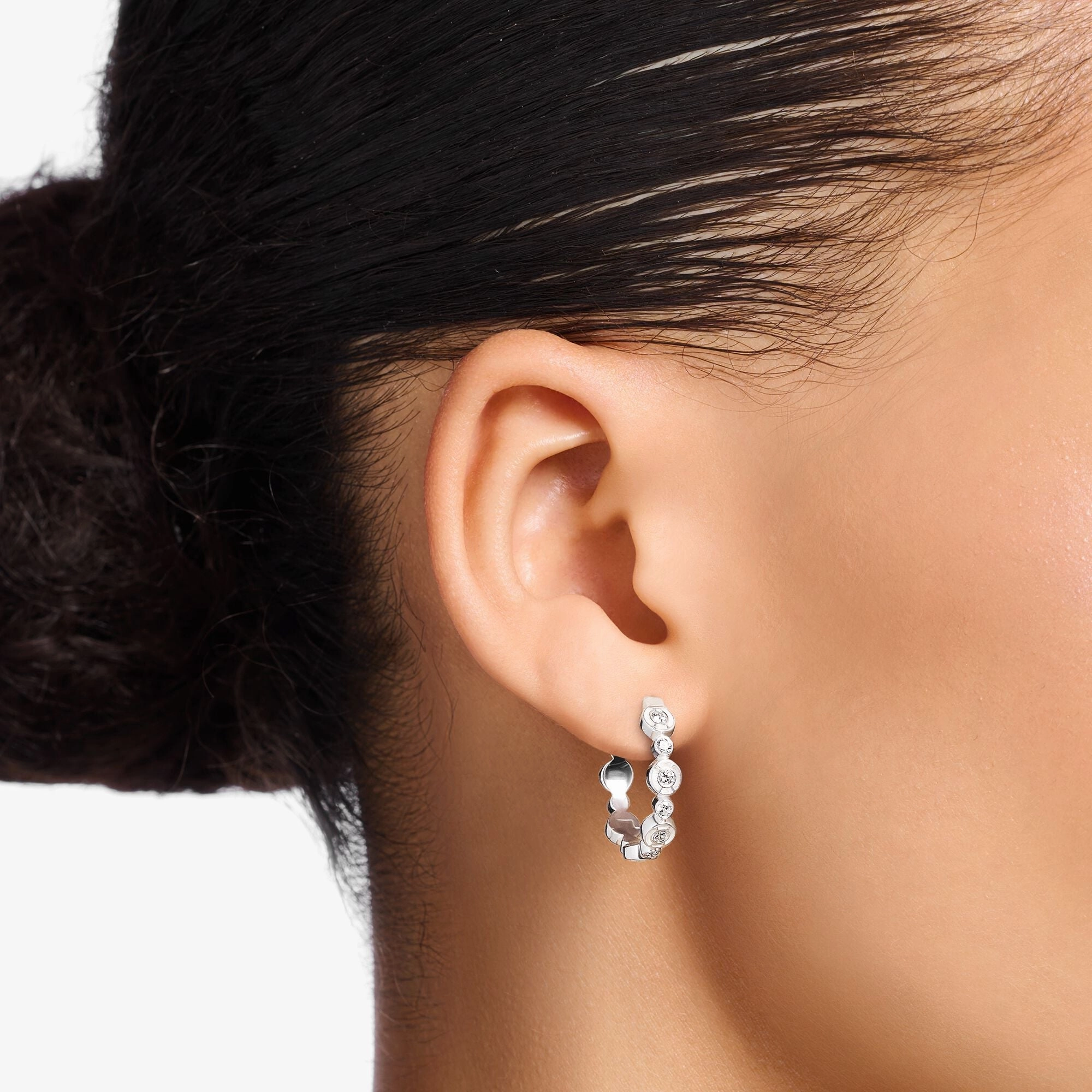 Thomas Sabo Sterling Silver White Stones Hoop Earrings