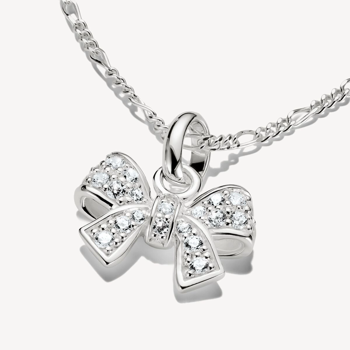 Thomas Sabo Sterling Silver White Zirconia Bow Connect Charm