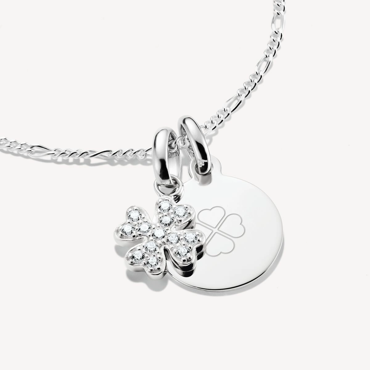 Thomas Sabo Sterling Silver White Zirconia Lucky Clover Connect Charm