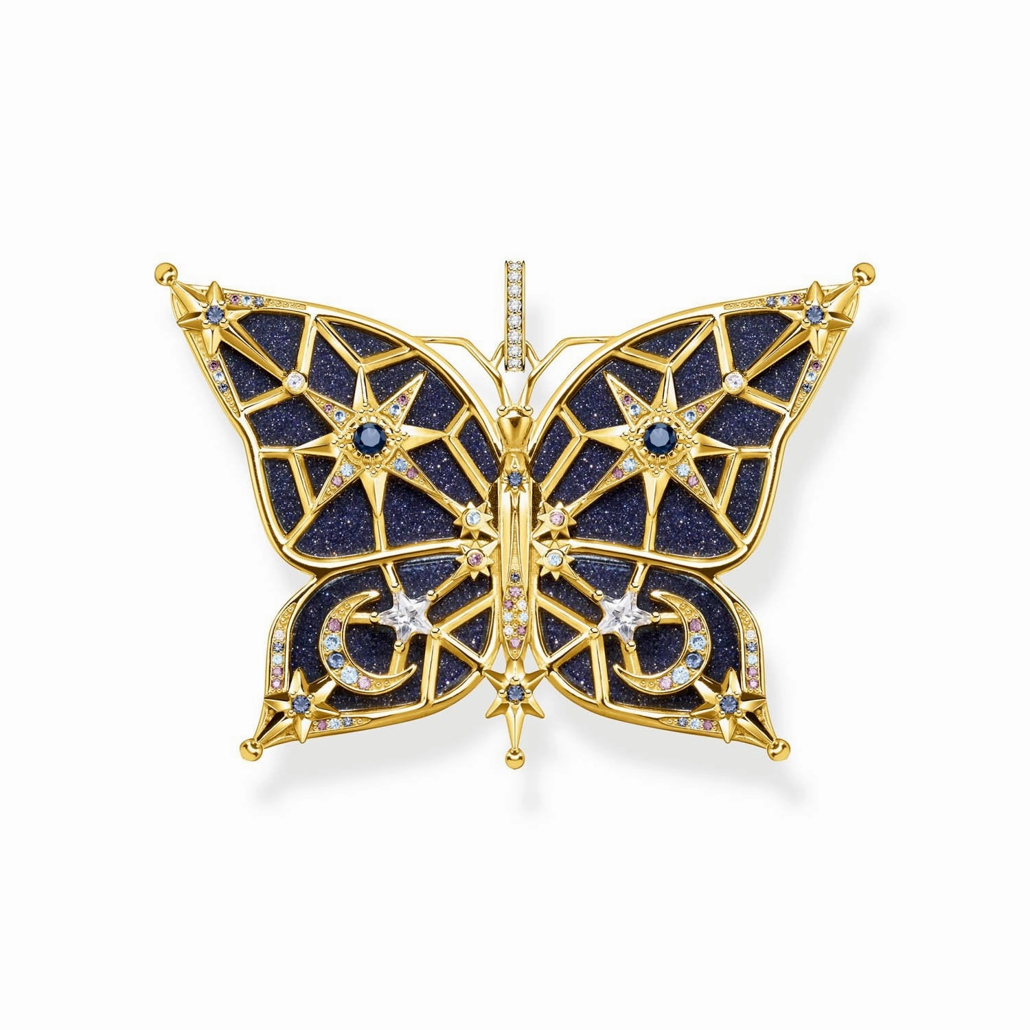 Thomas Sabo Sterling Silver Yellow Gold Plated Magic Stars Blue Butterly Pendant