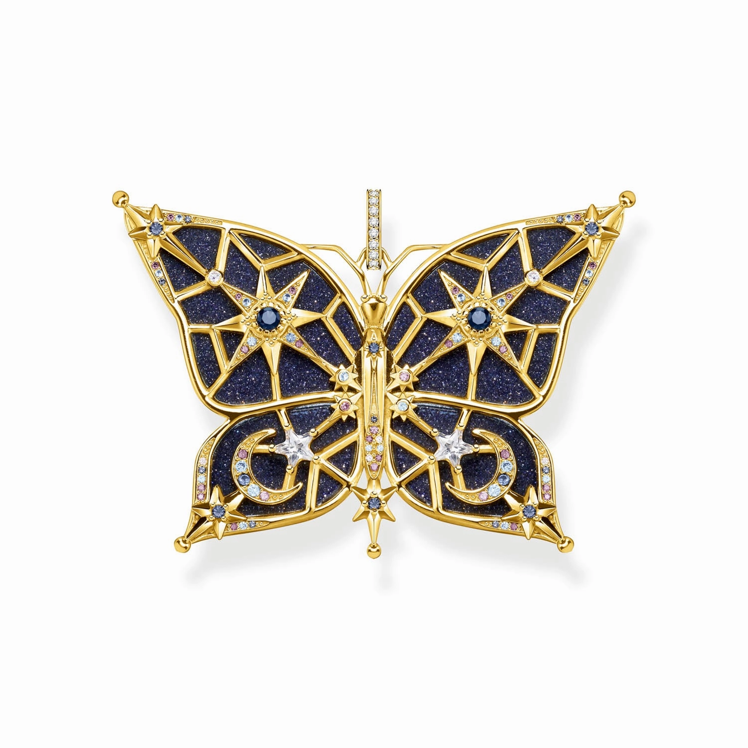 Thomas Sabo Sterling Silver Yellow Gold Plated Magic Stars Blue Butterly Pendant