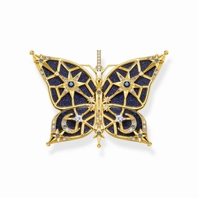 Thomas Sabo Sterling Silver Yellow Gold Plated Magic Stars Blue Butterly Pendant