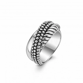 Ti Sento Sterling Silver Rope And Beaded Detail Ring D