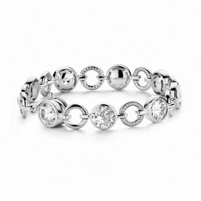 Ti Sento Sterling Silver White Zirconia Large Link Bracelet D