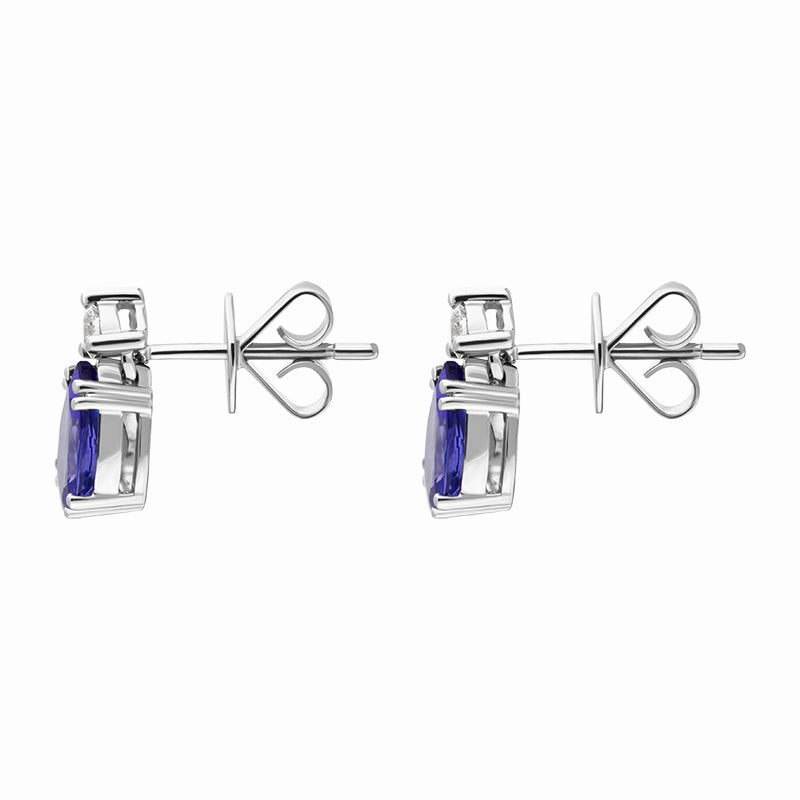 Tivon 18ct White Gold Tanzanite Diamond Pear Cut Stud Earrings