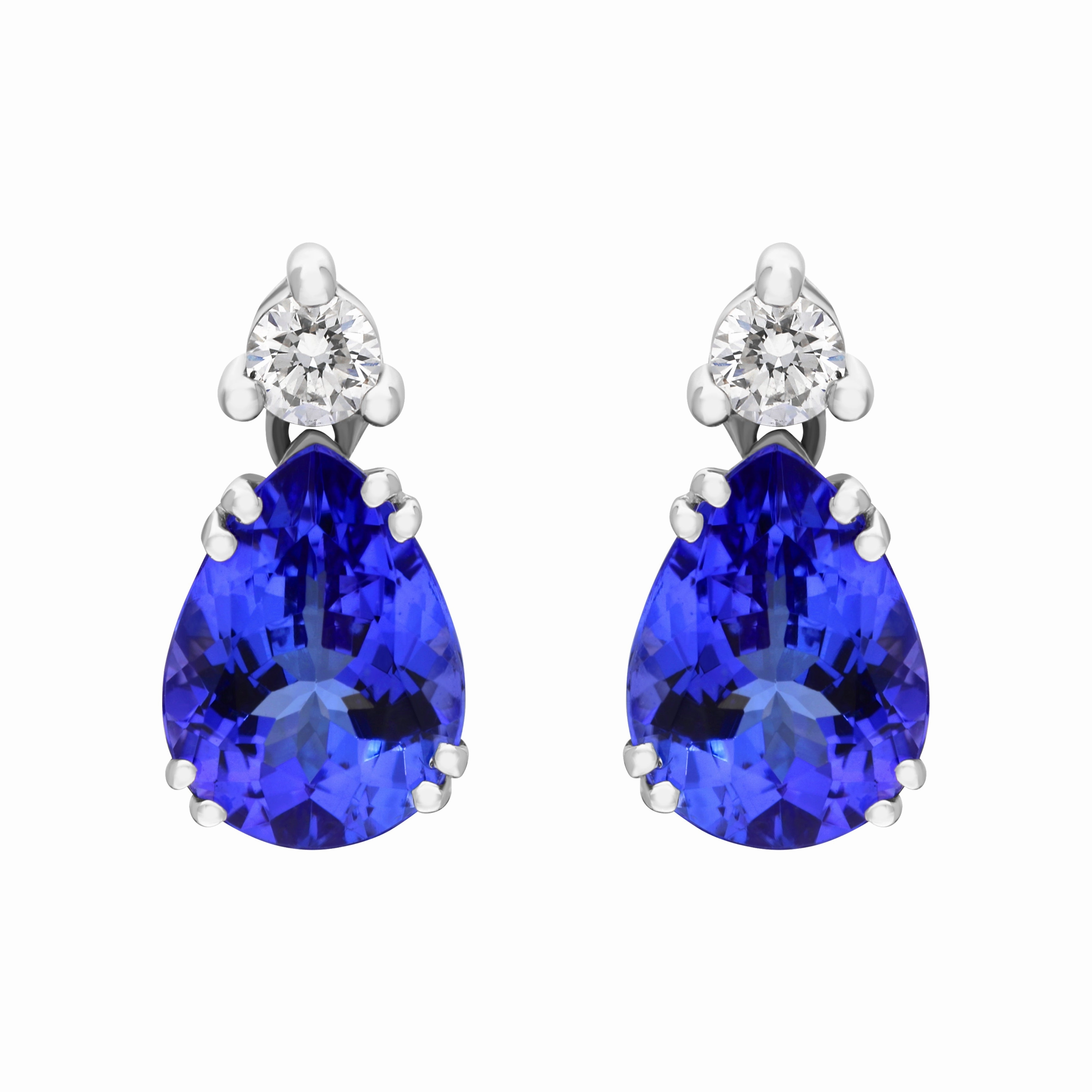 Tivon 18ct White Gold Tanzanite Diamond Pear Cut Stud Earrings