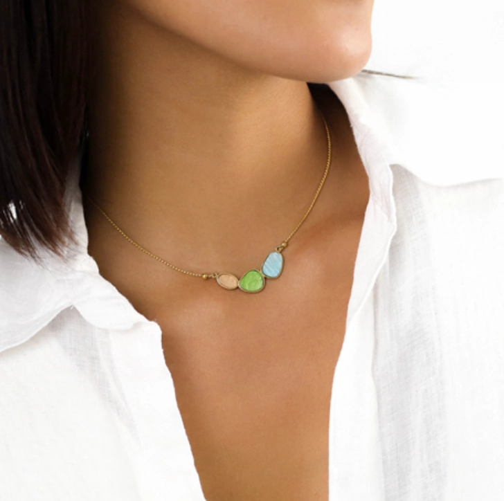 VICTOIRE 3 oval laminated capiz necklace