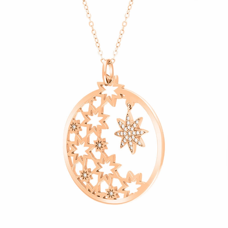 Vixi Jewellery Nova Rose Gold Round Star Necklace D
