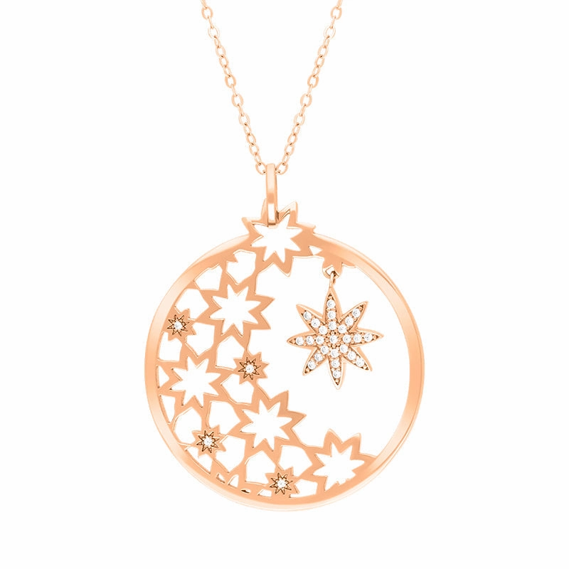 Vixi Jewellery Nova Rose Gold Round Star Necklace D