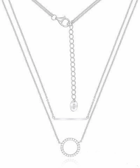 Waterford Jewellery Sterling Silver Cubic Zirconia Circle Bar Necklace
