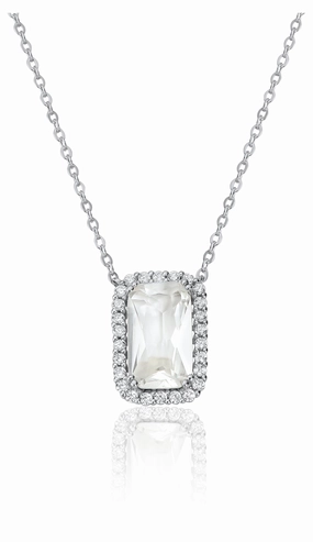 Waterford Jewellery Sterling Silver Cubic Zirconia Octagon Necklace