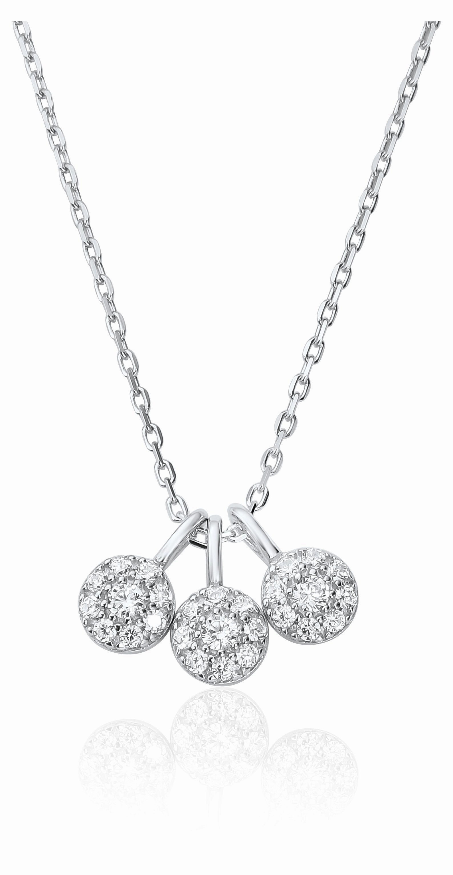 Waterford Jewellery Sterling Silver Cubic Zirconia Triple Drop Necklace D