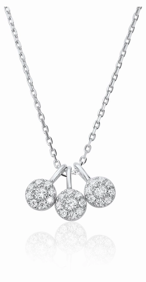 Waterford Jewellery Sterling Silver Cubic Zirconia Triple Drop Necklace D