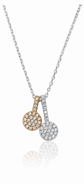 Waterford Jewellery Sterling Silver Rose Cubic Zirconia Double Drop Necklace D