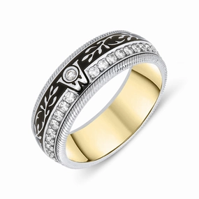 Wellendorff 18ct White Gold Black Enamel Diamond Ring