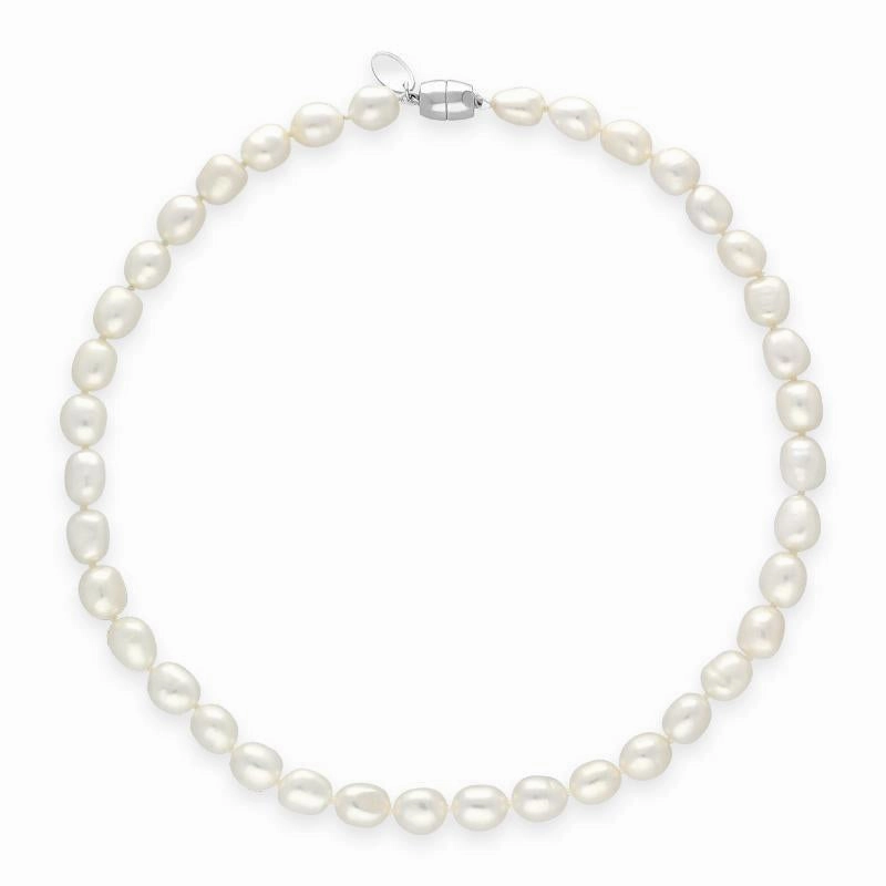 White Baroque Pearl 8mm Bead Necklace