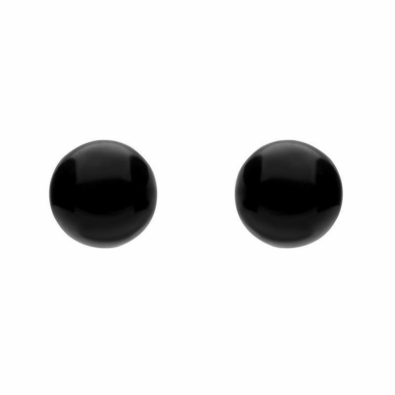 White Gold Whitby Jet 10mm Ball Stud Earrings