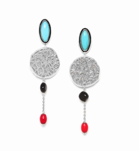 WINA Round Metal Dangle Post Earrings