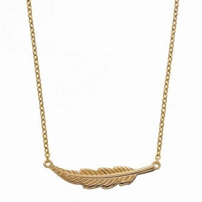 Yellow Gold Plated Feather Necklace N4458