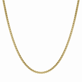Yellow Gold Plated Sterling Silver 18 Inch Rounded Box Chain
