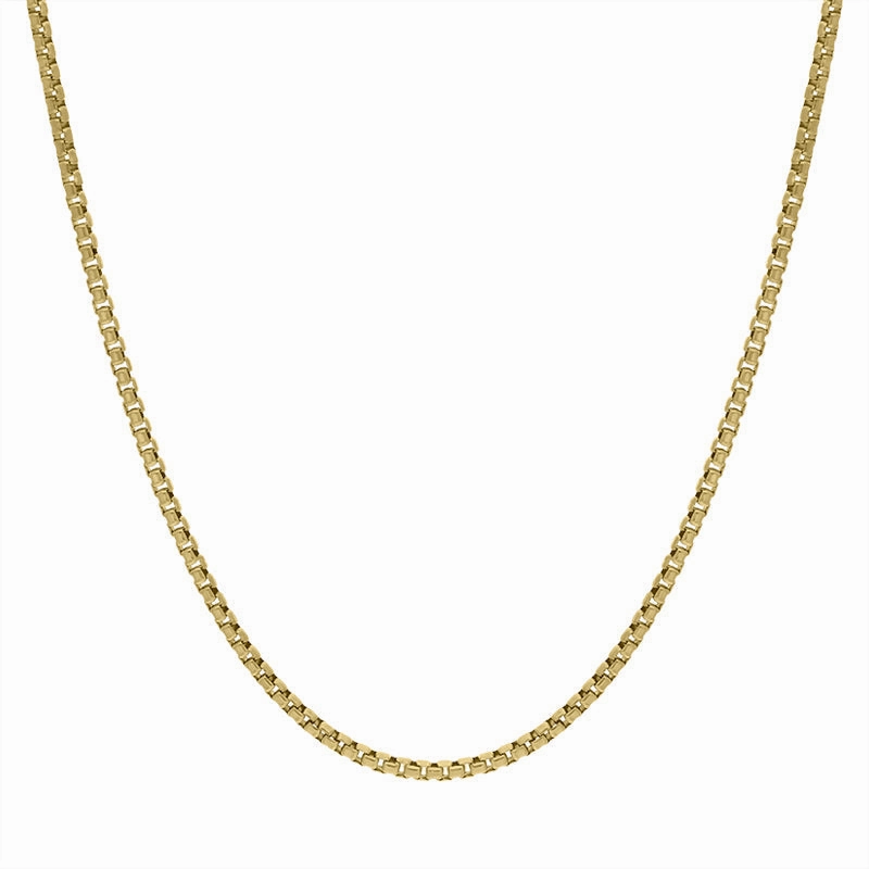 Yellow Gold Plated Sterling Silver 18 Inch Rounded Box Chain